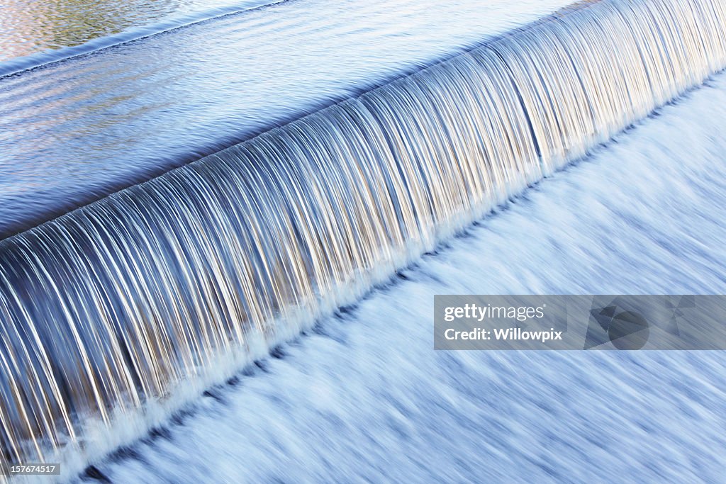 Waterfall Water Over Dam from Tranquil Calm to Rushing Blur