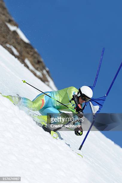 giant slalom race - slalom stockfoto's en -beelden