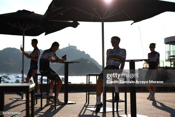 Pieter Serry of Belgium, Rémi Cavagna of France, Remco Evenepoel of Belgium and Andrea Bagioli of Italy and Team Soudal - Quick Step during the 43rd...