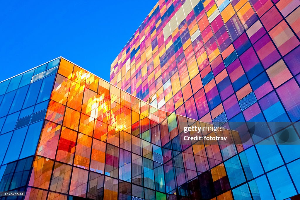Multi-colored glass wall