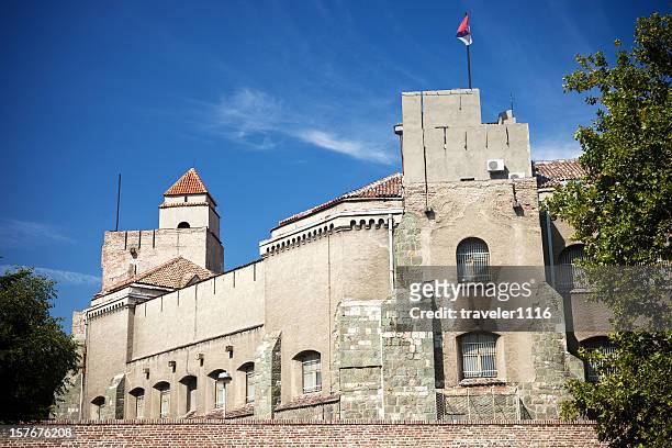 kalemegdan fortress in belgrade, serbia - serbian flag stock pictures, royalty-free photos & images
