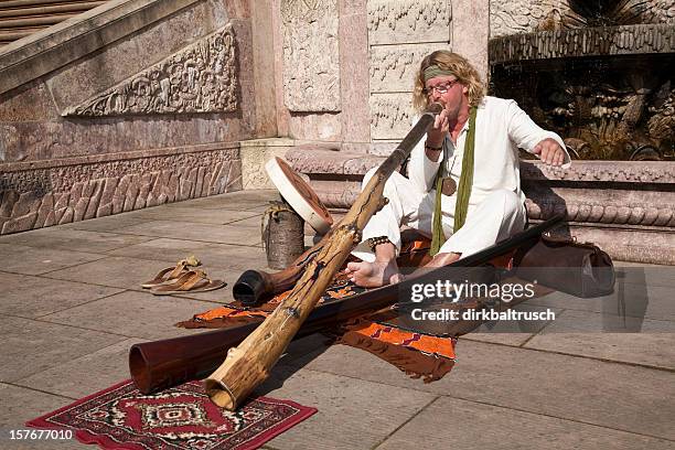 didgeridoo-player - didgeridoo stock pictures, royalty-free photos & images