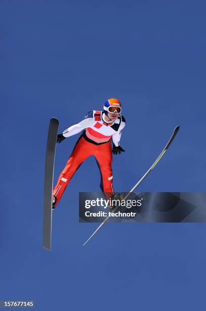 ski jumper - ski jumping stock-fotos und bilder