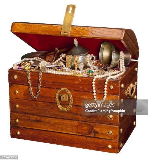 pirate treasure chest, isolated on white. - treasure chest stock pictures, royalty-free photos & images