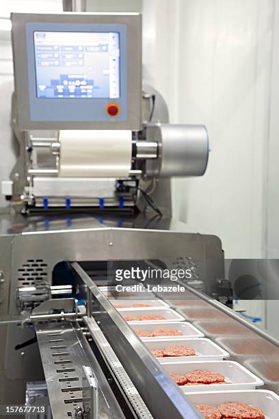 burger production / packing - meat factory stock pictures, royalty-free photos & images