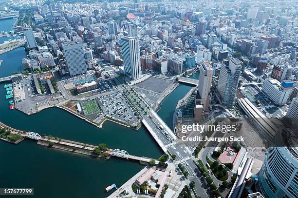 yokohama vista diária de minato mirai, kannai, motomachi - minato mirai imagens e fotografias de stock