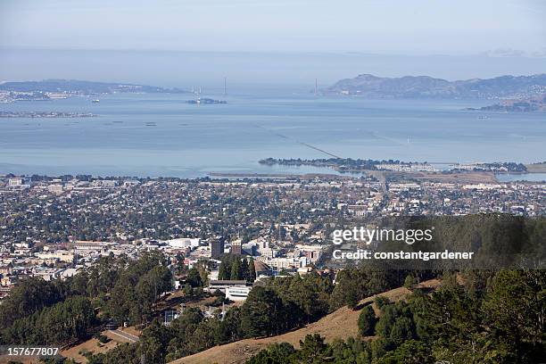 looking from berkeley to a far away golden gate bridge - berkeley stock pictures, royalty-free photos & images