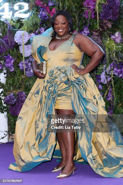 Judi Love arrives at The Mike Gala: Stormzy's 30th Birthday at The Biltmore Mayfair on July 28, 2023 in London, England.