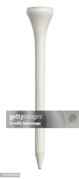 average white golf tee on white background - 球座 個照片及圖片檔