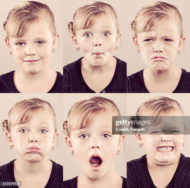 6 year old girl composite - kid facial expression stock pictures, royalty-free photos & images