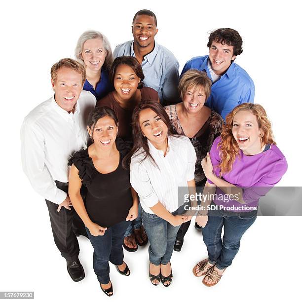 group of adults smiling together, full body isolated on white - man standing full body isolated stock pictures, royalty-free photos & images