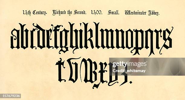 14th century lower case letters, reign of richard ii - circa 14th century stock illustrations