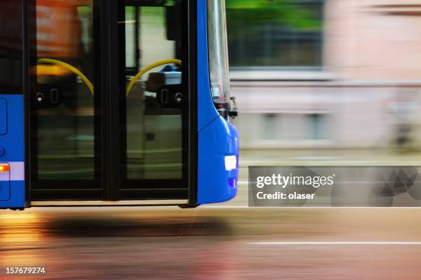 flying bus in the city traffic, rush hour - bus road stock pictures, royalty-free photos & images