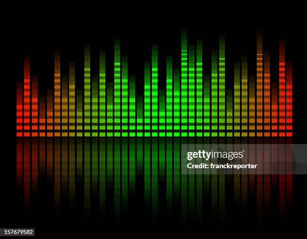 digital equalizer bar graph , green ad red color - hi fi stock illustrations