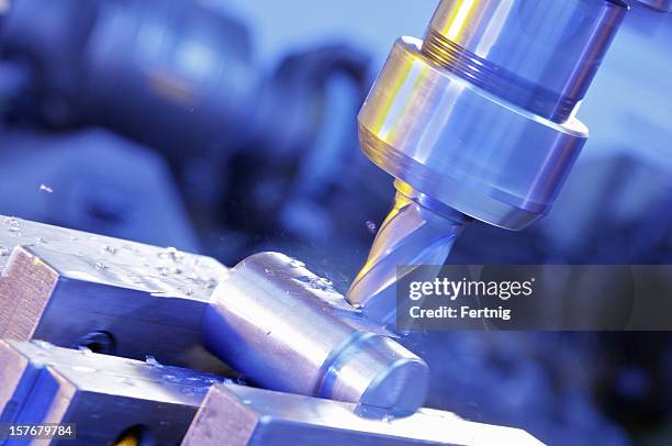 milling machine cutting metal - milling stock pictures, royalty-free photos & images