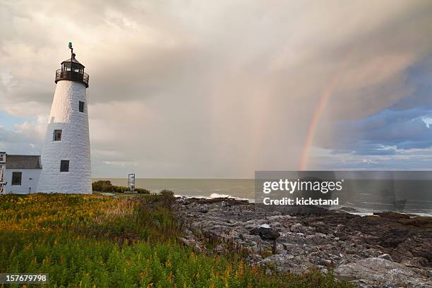 wood island lighthouse - maine lighthouse stock pictures, royalty-free photos & images