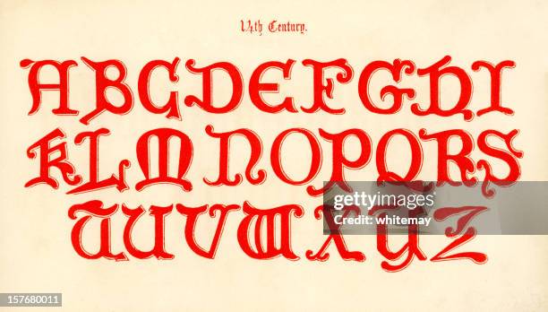 illustrations, cliparts, dessins animés et icônes de 14 ème siècle anglais majuscules - ordre alphabétique