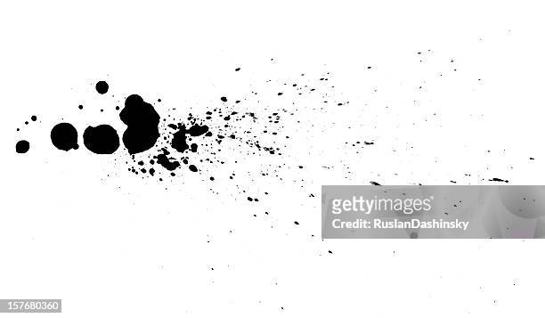 black ink drops. - bespatterd stockfoto's en -beelden