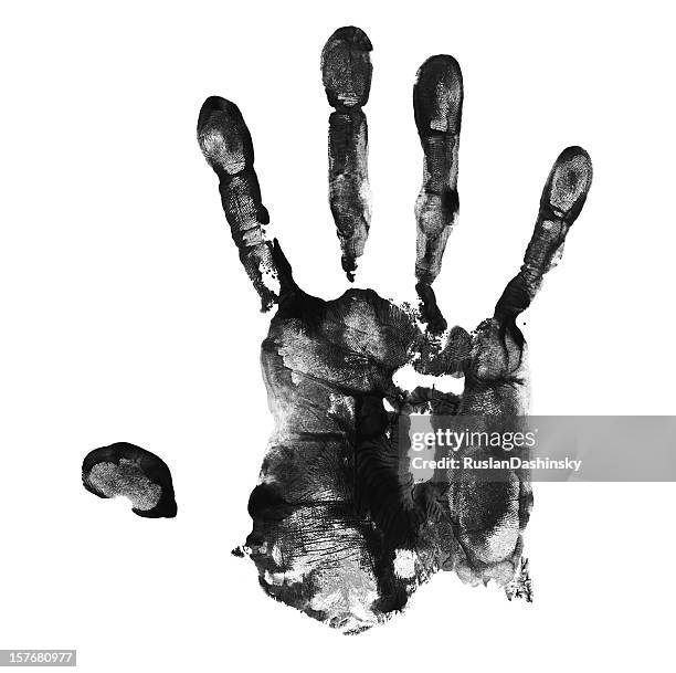 black ink left handprint. - handprint 個照片及圖片檔