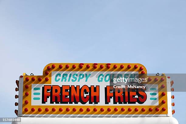 french fries sign - school fete stock pictures, royalty-free photos & images