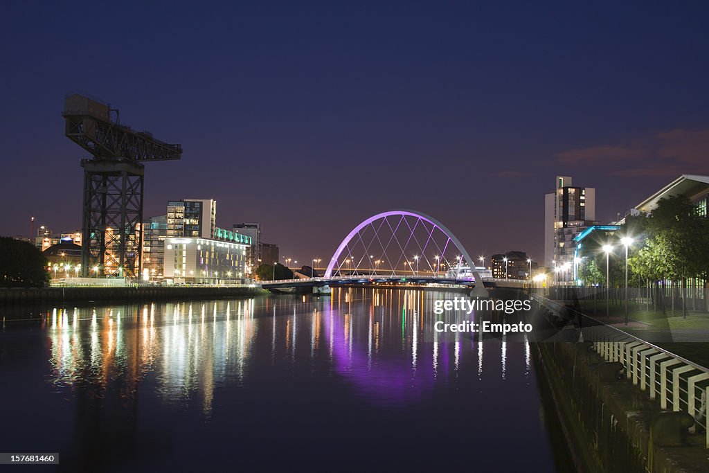 River Clyde, Glasgow at Night towards the Squinty Bridge.