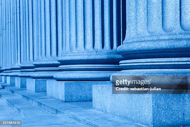 group of corporate blue business columns with steps - justice concept stock pictures, royalty-free photos & images