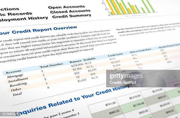 credit report - credit history stock pictures, royalty-free photos & images