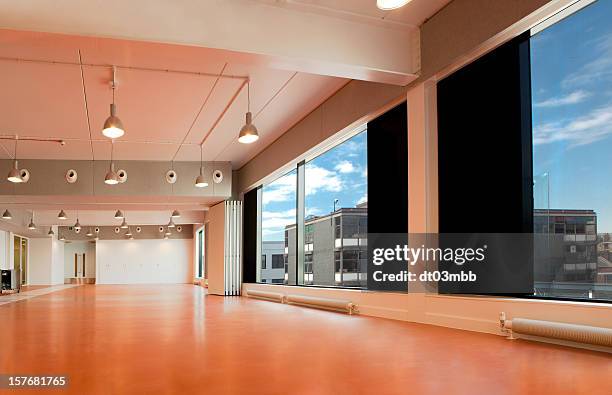 hdri empty interior school - assembly room stock pictures, royalty-free photos & images