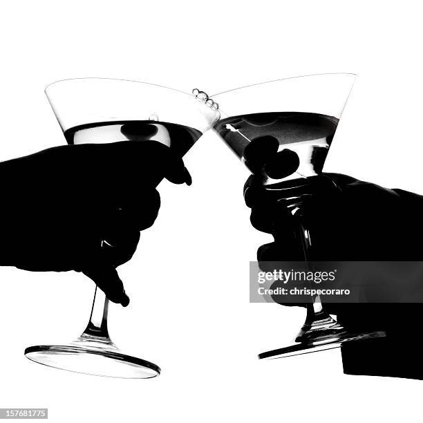 martini toast silhouette - blind date stock pictures, royalty-free photos & images