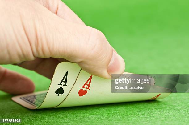 two aces on a poker game - ace of spades stock pictures, royalty-free photos & images