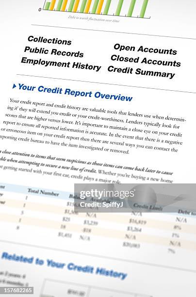 credit report - credit report stockfoto's en -beelden