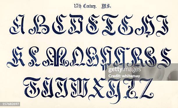 1729 Lettering 17th Century Alphabet From Old Manuscript High-Res Vector Graphic ...