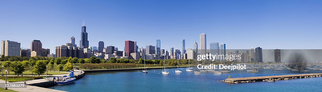 Panoramic View of the Chicago City Skyline USA