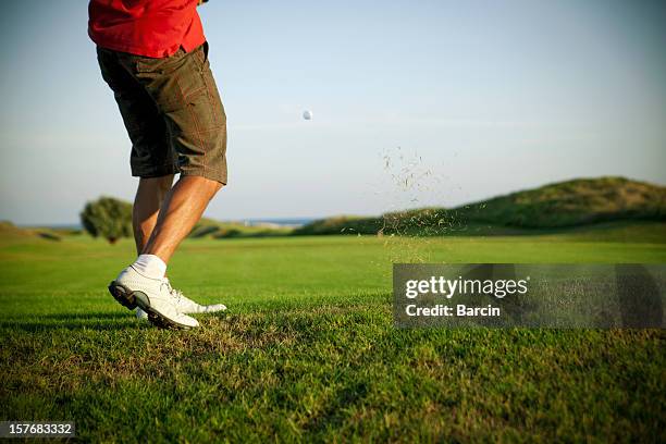 golf player pitching - golf swing close up stock pictures, royalty-free photos & images