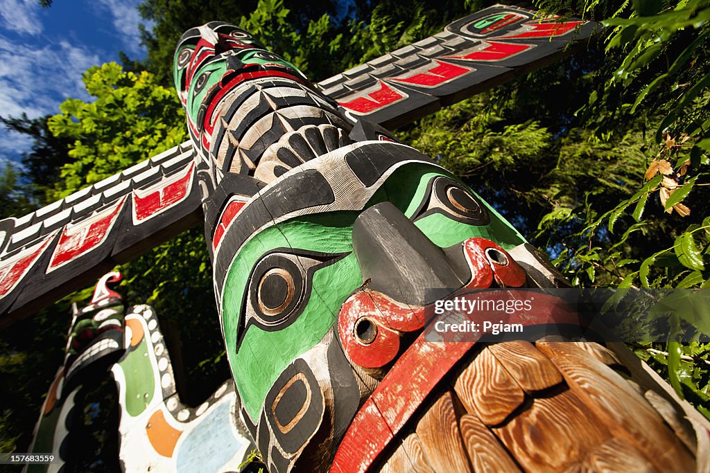 Native totem pole in BC