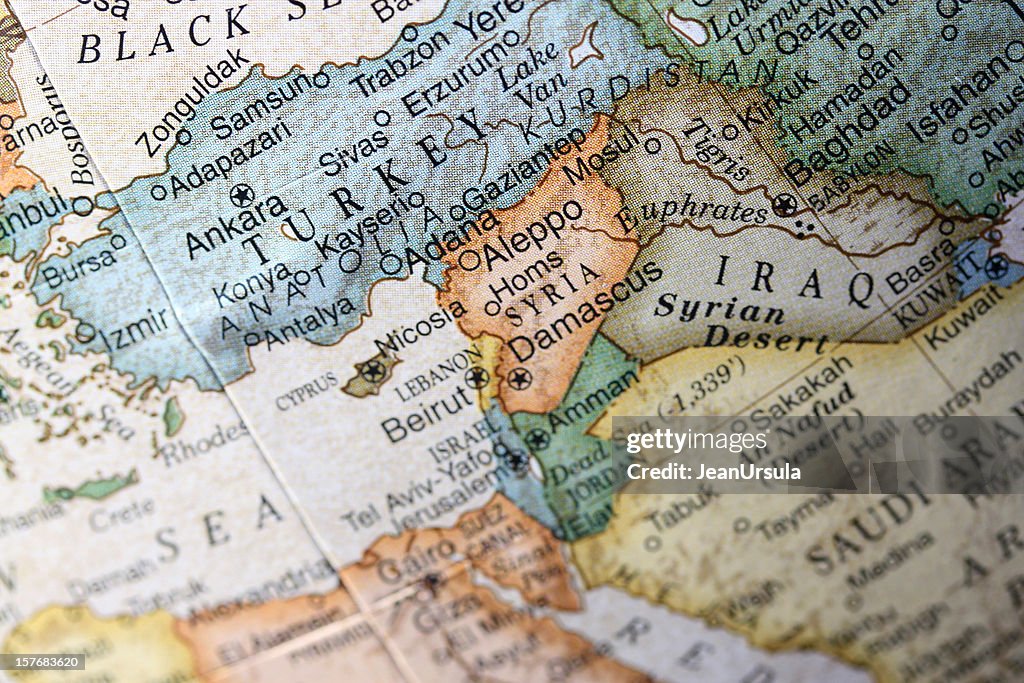 Mapa da Turquia e o Médio Oriente