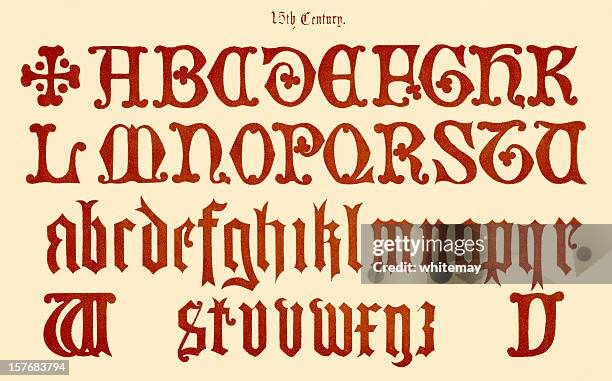 ilustrações, clipart, desenhos animados e ícones de século 15 alfabeto - medieval