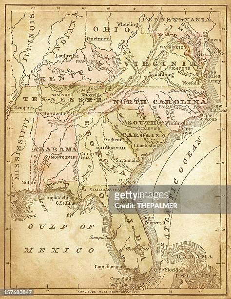 usa-southern states 1870 - florida v tennessee stock-grafiken, -clipart, -cartoons und -symbole