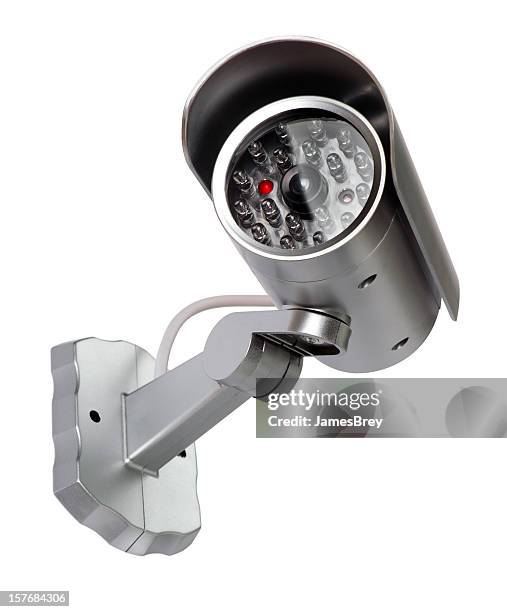 wall mount security surveillance video camera isolated on white background - infrared lamp 個照片及圖片檔