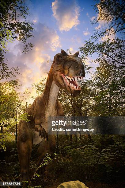 model of a dinosaur park - tyrannosaurus rex stock pictures, royalty-free photos & images