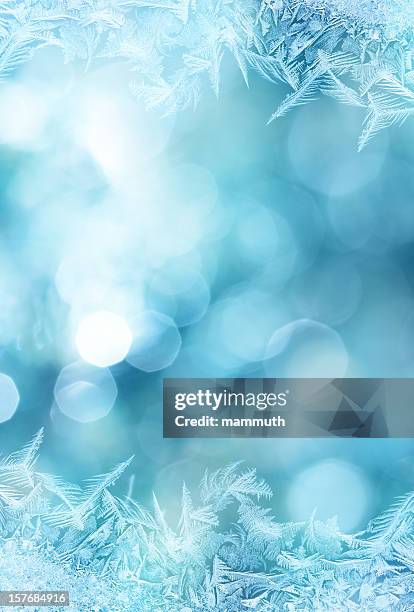 ice flower frame on glass - blue glass stock illustrations