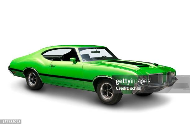 lime green muscle car - 1970 - 1970s muscle cars stockfoto's en -beelden