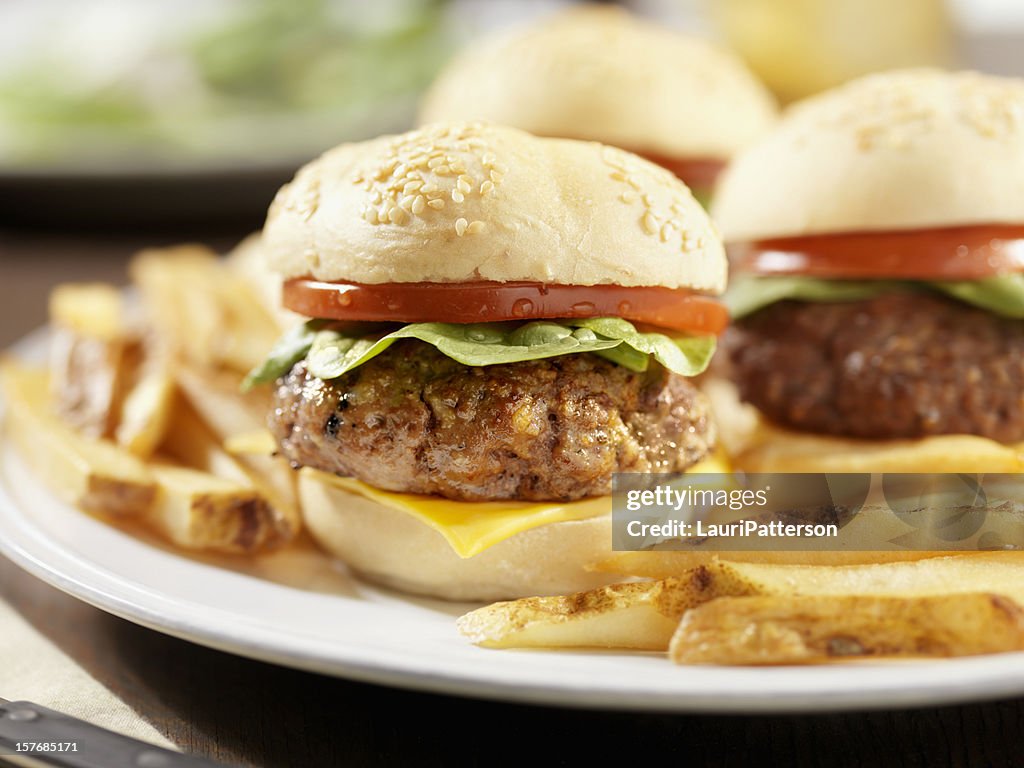 Mini CheeseBurgers with Lettuce and Tomato