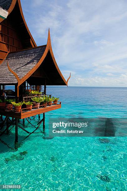 water village on mabul island, sipadan, borneo malaysia - sabah stock pictures, royalty-free photos & images