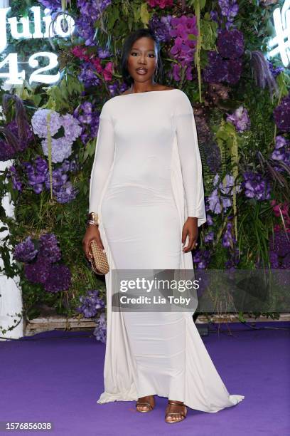 Melissa Holdbrook-Akposoe arrives at The Mike Gala: Stormzy's 30th Birthday at The Biltmore Mayfair on July 28, 2023 in London, England.