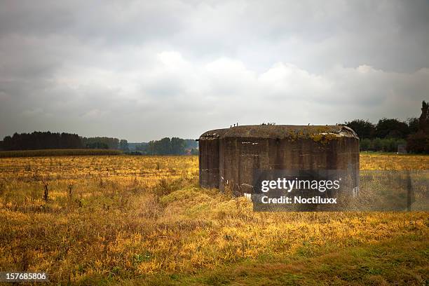 old german bunker in a belgian field - flanders fields stockfoto's en -beelden