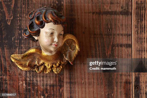 angel on wooden background - paper sculpture stock pictures, royalty-free photos & images