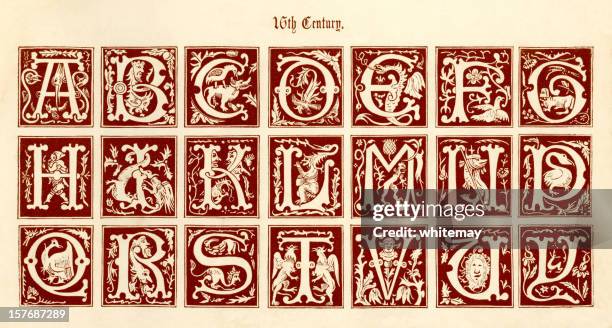 stockillustraties, clipart, cartoons en iconen met 16th century ornamental initials with birds and animals - 16th century style