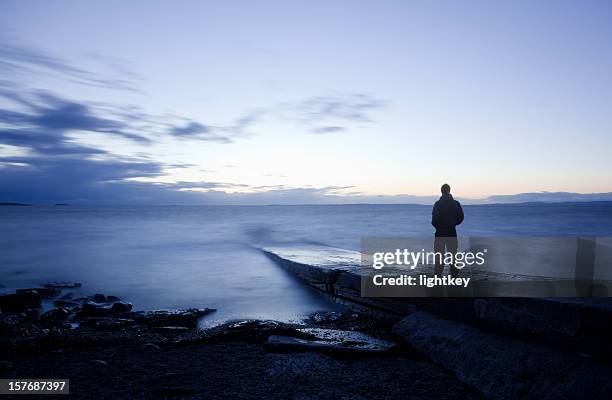 man staring at the fantastic view - man sea stock pictures, royalty-free photos & images