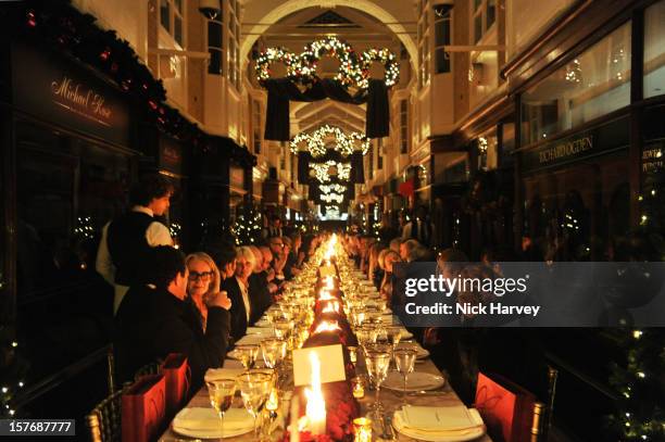 General view of atmosphere at a dinner at Burlington Arcade after the flagship store launch of Salvatore Ferragamo's Old Bond Street Boutique at 24...